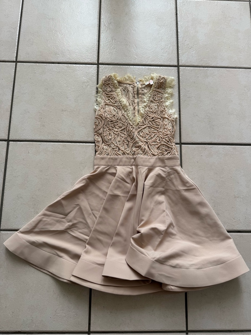 Luxxel Lace Bodice Prom Dress in Blush Pink and Cream